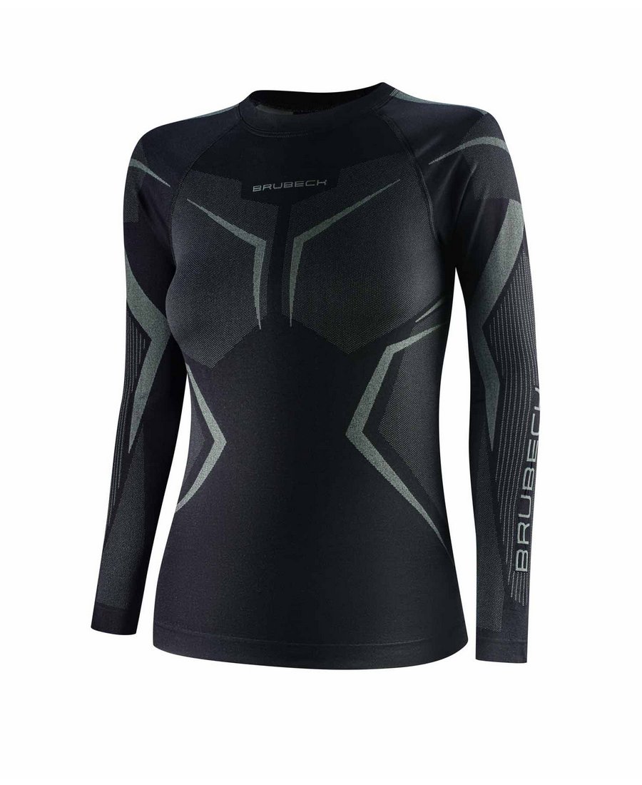 Dames Thermoshirt DRY Lange Mouw zwart/grafiet - voorkant zonder model