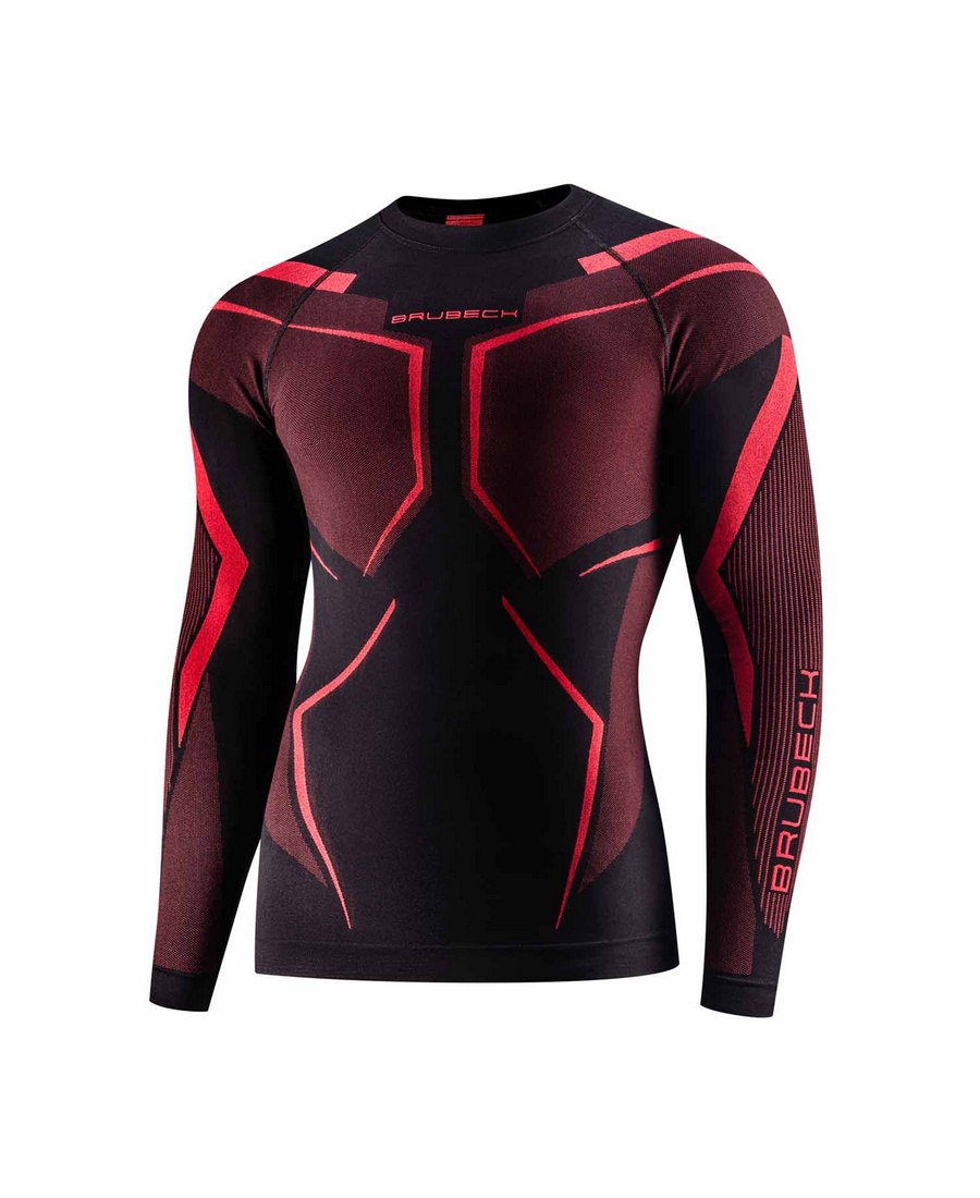 Heren Thermoshirt DRY Lange Mouw zwart/rood - voorkant zonder model
