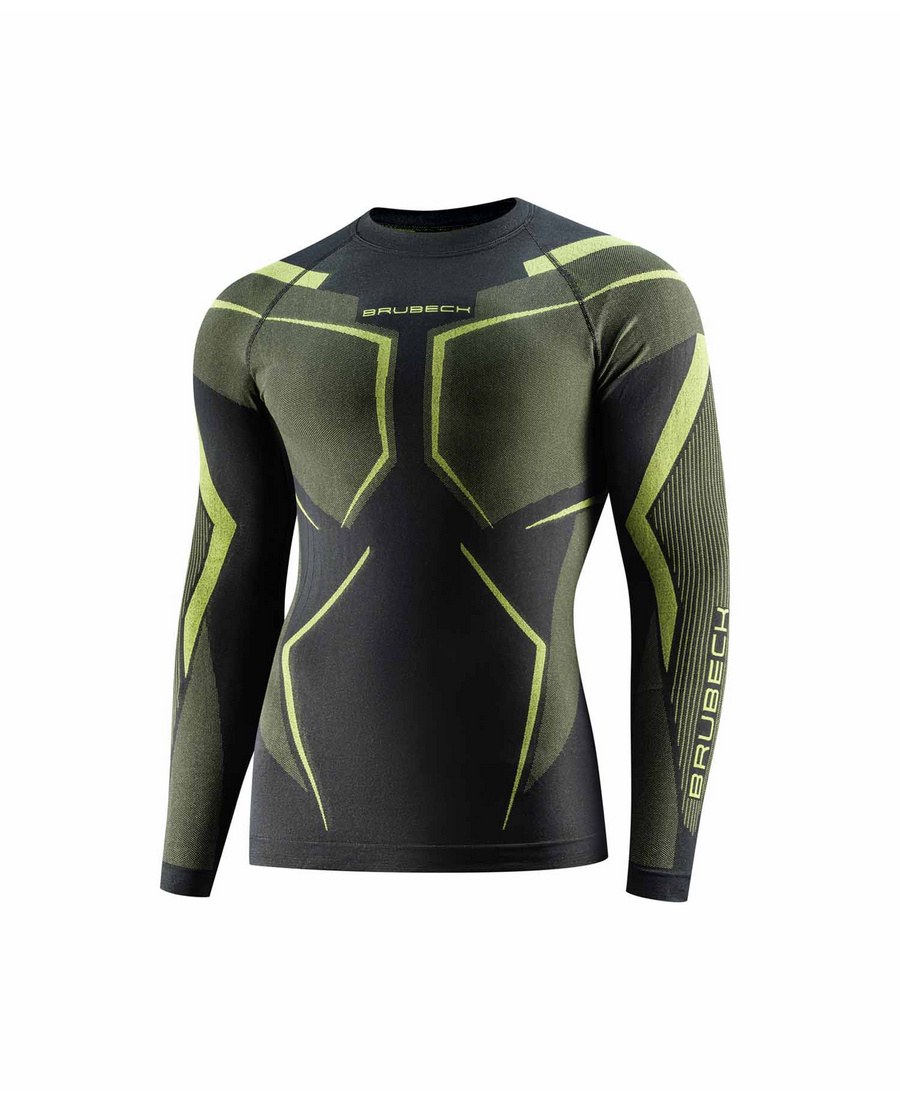 Heren Thermoshirt DRY Lange Mouw grafiet/limoen - voorkant zonder model